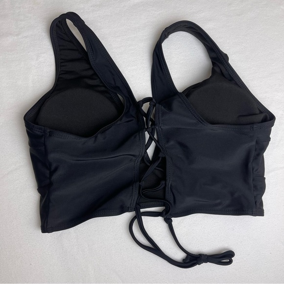 NEW Lace Up Swimsuit Top Black - Picture 10 of 16